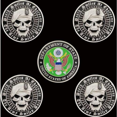5PCS United States Beret Skull Collection Metal Coin KEEP American Great US Coin
