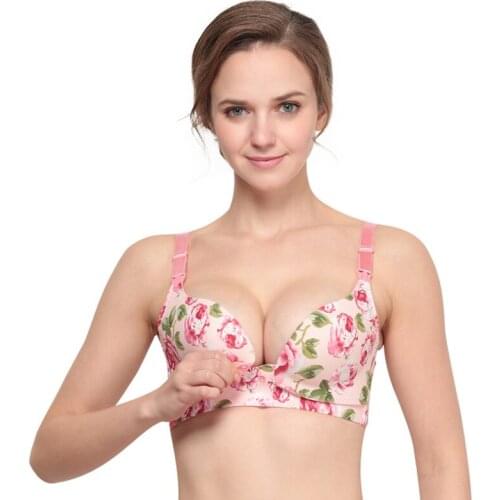 Fenhua Nursing Bra Anti-glare Belt Massage Point Wide Shoulder Strap One Piece Maternity Underwear Without Steel Ring Cotton