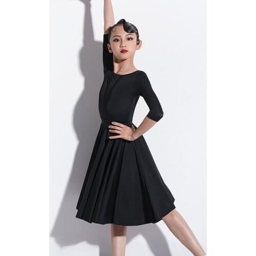 Girls Latin Clothes Professional Kids New Summer Short Sleeve Tops Practice Skirt Rumba Tango Samba Performance Dress DWY5725