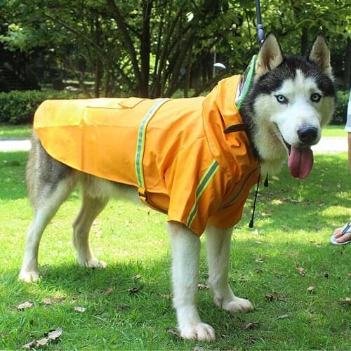 Dog Raincoat Waterproof Dog Jacket Reflective Clothes with Transparent Cap for Medium Big Dog Pet Husky Labrador Raincoat Pink