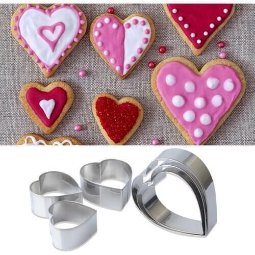 6 Pcs/Set Heart Shaped Cookie Cutter Tools Stainless Steel Biscuit DIY Mold Cake Bread Baking Mould Tools Kitchen Accessories