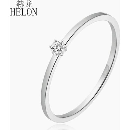 HELON Solid 14k White Gold SI/H Round cut Natural Diamonds Engagement Ring Women Wedding Trendy Fine Jewely Gift Diamond Ring