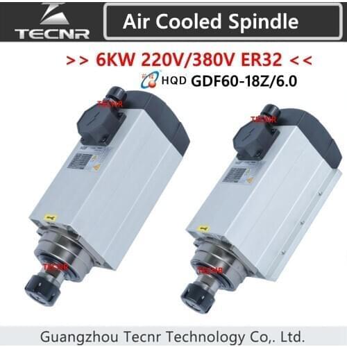 HQD 6kw 220v 380v air cooled spindle motor ER32 4pcs Bearings for cnc router machine GDF60-18Z/6.0