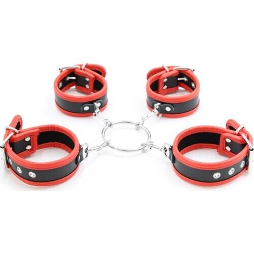 Adult toys leather handcuffs ankle cuffs erotic game bondage restraints bdsm torture sex tools for couples slave fetish