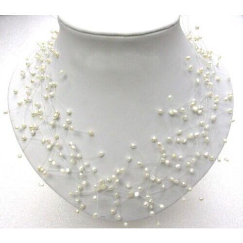 Exquisite white freshwater pearls necklace 16" shipping free