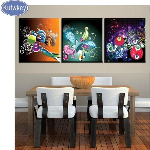 Painting triptych diamond embroidery,abstract flower diamond painting full diamond mosaic picture of rhinestones cross-stitch