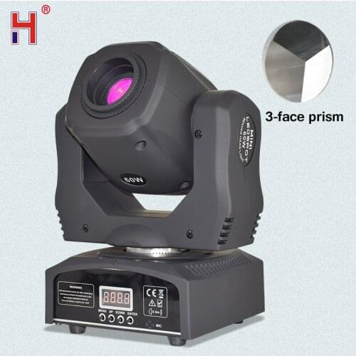 Lyre Led 60W 3 Prism Moving Head Light Mini Spot Dj Lights Of High Quality With 7 Gobos Dmx-512 For Stage Party Lighting