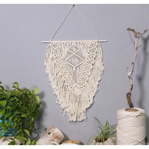 Macrame Woven Wall Hanging Bohemian Farmhouse Geometric Wall Art Tapestry Decor for Bedroom Living Room