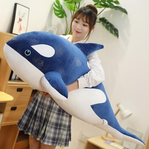 Cute cartoon whale plush toy giant soft sea animals shark sleeping pillow super soft doll for kids birthday gift deco 47inch