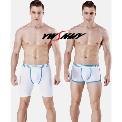Mens Long Boxer Shorts Breathable Sexy Half-length Boxers Long Leg Underpants Sports Sculpting Slip Underwear Calzoncillo Hombre