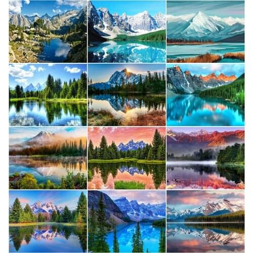 AZQSD DIY Oil Painting By Numbers Mountain Abstract Art Pictures By Numbers Forest Landscape 40x50cm Home Bedroom Wall Artwork