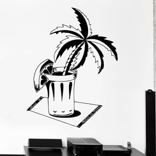 Wall Decal Palm Beach Bar Drink Alcohol Cool Decor For Living Room Relax Vinyl Stickers Vacation Style Bedroom Posters P268