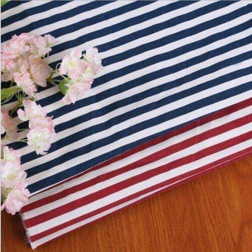 Wholesale eco-friendly red white/blue white stripes printed fabric cotton and linen blended fabric for tablecloths/curtains