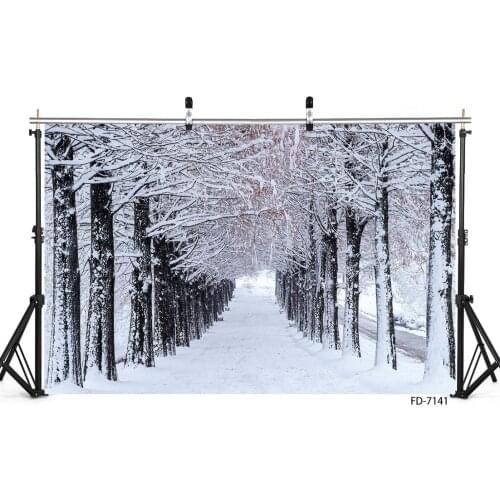 Falling Snow Row of Tree Road Photo Backdrops Vinyl Cloth Backgrounds for Children Baby Portrait Photoshoot Photography Props