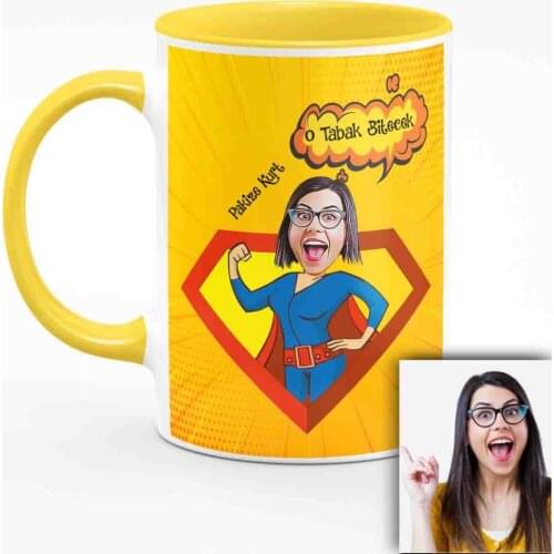 Personalized Mother 'S Day Themed Caricature Of Yellow Mug CUP SA3