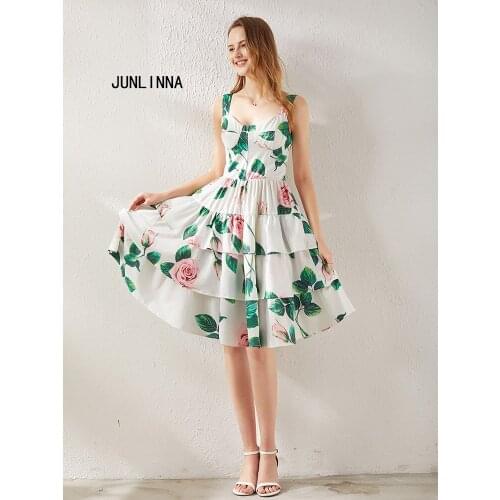 Camisole Cake Dress 2021 Summer New Women Printing Dresses Girls Romantic Party Dress Polyester Materials