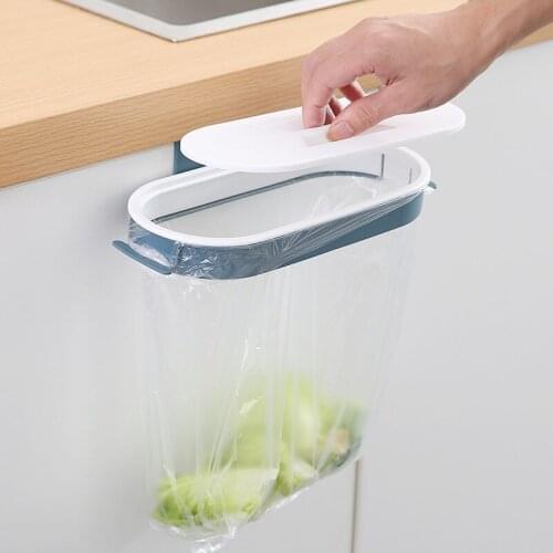 Portable Plastic Garbage Hanging Bag Kitchen Trash Storage Rack Bag Hook with Cover Rag Dry Shelf Holder Kitchen Organzier