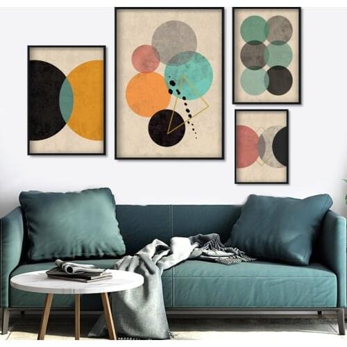 Irregular Circular Pattern Vintage Wall Art Canvas Painting Nordic Posters And Prints Abstract Wall Pictures For Living Room
