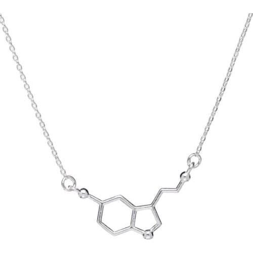 Simple Hollow Chemical Molecular Geometry Hexagonal Science Dopamine Molecular Structure Pendant Necklace for Womens Jewelry