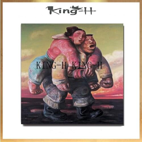 Hand-drawn characters realistic painting quality fat couples drawing oil painting canvas modernism cubism wall hotel lobby