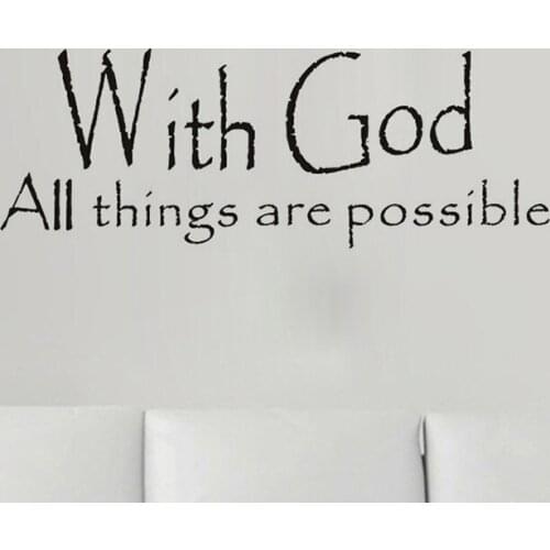 With god all things are possible vinyl wall quotes decal stickers decorative pattern home decor art mural wallpaper