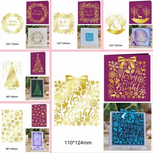 Merry Christmas Bow-Knot Tree Adornment Deer Letter Words Alphabet Snowflake Hot Foil Plates Diy Decorate Cards Handmade Craft