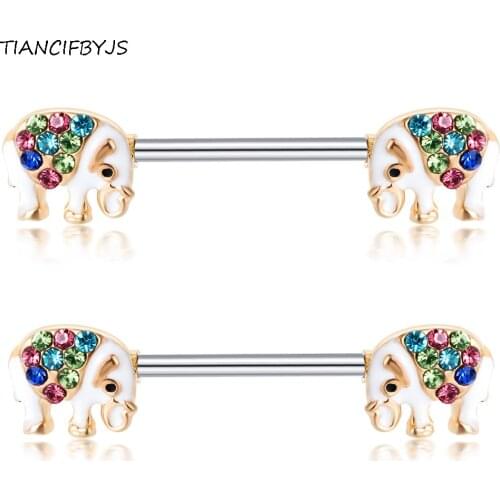 TIANCIFBYJS Nipple Barbell Piercing Earring Carlitage 14G Stainless Steel Wholesale Body Jewelry Crystal Nipple Rings Bars 20pcs