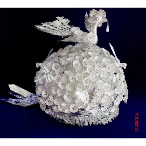 Chinese Hmong Stage performance bird cosplay hats Miao festival headwear Hmongb hat