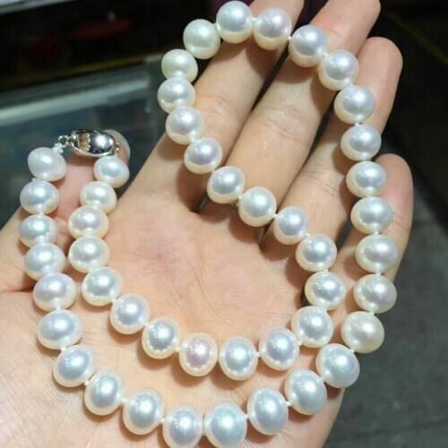 Gorgeous 10-11mm south sea round white pearl necklace18inch925s
