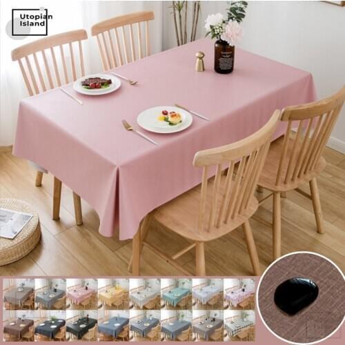 Waterproof Oilproof Thick Rectangular Table Cover Tea Table Cloth Plain Color Tablecloth Oilcloth For Table Kitchen
