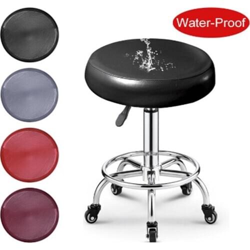 Waterproof PU Leather Elastic Round Stool Cover Lifting Chair Cover Bar Beauty Salon Small Round Stool Dustproof Chair Protector