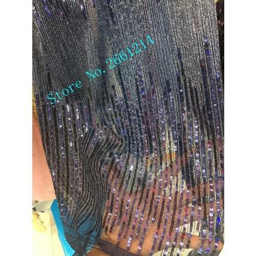 High quality sequins lace fabric on sales fashion BZL-62415 african tulle lace fabric with full sequins 5yard
