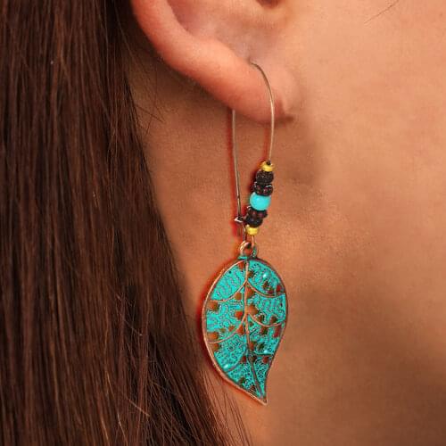 Yobest Vintage Bohemian Ethnic Tassel Fringe Leaf Stones Earrings For Women Girls Anniversary Wedding Party Jewelry Charms