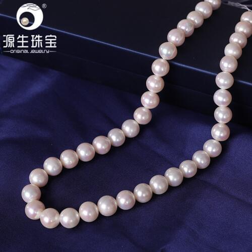 YS 10-11mm White Freshwater Edison Pearl Necklace Strand For Women Fine Pearl Jewelry