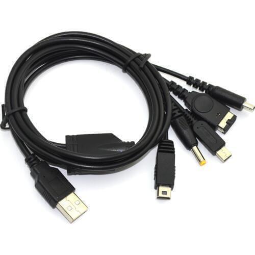 5 in 1 USB Charger Charging Cable for Nintendo for WiiU Gamepad for 3DS for N D S L for PSP for GBA SP Game