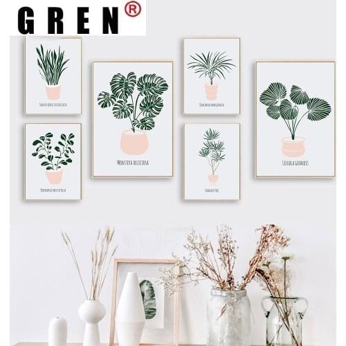 GREN Green Plant Leaf Nature Canvas Painting Wall Art Painting Print Poster Picture Bedroom Living Room Home Decoration