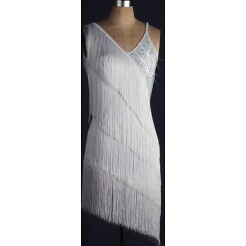 White Latin Dance Dress Women High Quality Custom Mada Latin Dancing Costume Adult Tassel Samba Latin Competition Dance Dresses