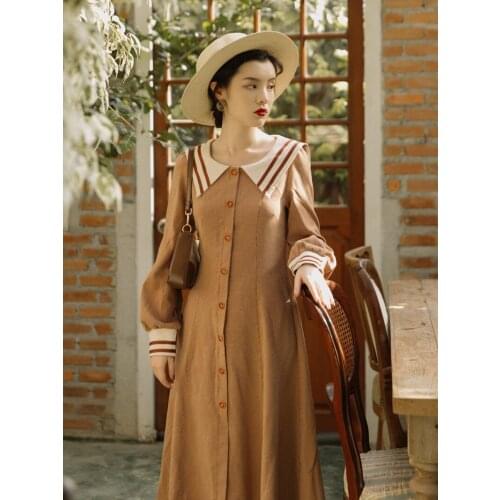 SWEETXUE 2021 Women Vintage Elegant Long Sleeve Spring and Autumn Single Breasted Temperament Dress Female Korean Vestidos