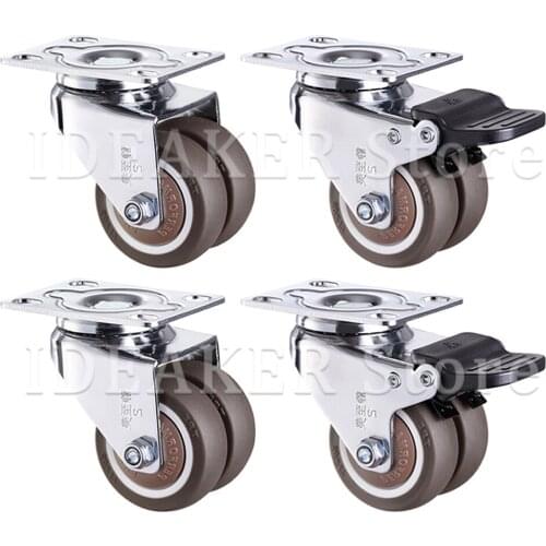 4/1PCS 1.5/2 Inch Swivel Caster Wheels Rubber Heavy Duty Caster Wheels With Top Plate No Noise Wheels For Carts Workbench