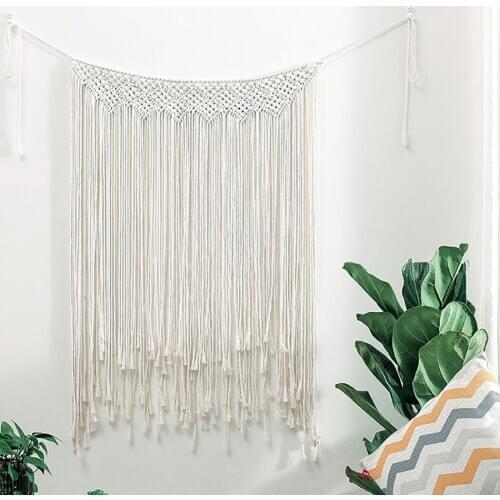 1pc Cream Tassel Wall Hanging Premium Cotton Decorative Novelty Woven Macrame Bohemian Style Wall Decor Home Decoration Crafts