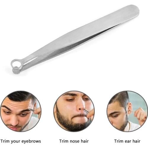 1pcs Stainless Nose Hair Trimming Tweezers Round Tip Forceps Plier Stainless Steel Nose Hair Clip Removal Clip Eyebrow Tweezer