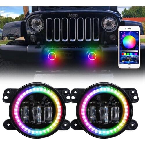2PCS 4Inch Round Led Fog Lights 30W DOT With RGB Off Road Fog Lamps For Jeep Wrangler JK TJ LJ Grand Cherokee