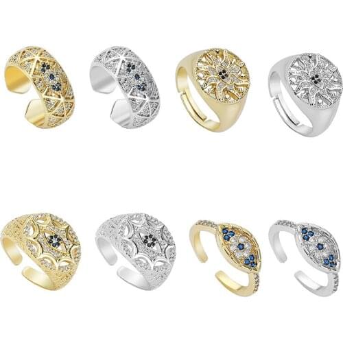 2021 New Arrivals Ladies Fashion Personality Sun Flower Eye Ring Simple Fashion Micro Pavé Zircon Delicate Jewelry