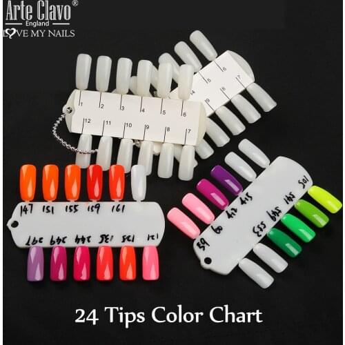 Arte Clavo Artificial False Nail Tips Chart 24Color Card Board Swatch Sample Stand Palette Manicure Nail Art Display Design Tool