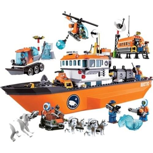 760pcs 10443 Urban Arctic Adventure Series Arctic Icebreaker Ship 60062 Assembled Building Block Toy Gifts