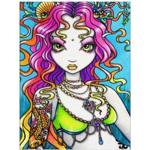 Diamond Mosaic Cartoon Girl 5D Diy Diamond Painting Cross Stitch Needlework Full Square Round Drill Diamond EmbroideryZP-3816