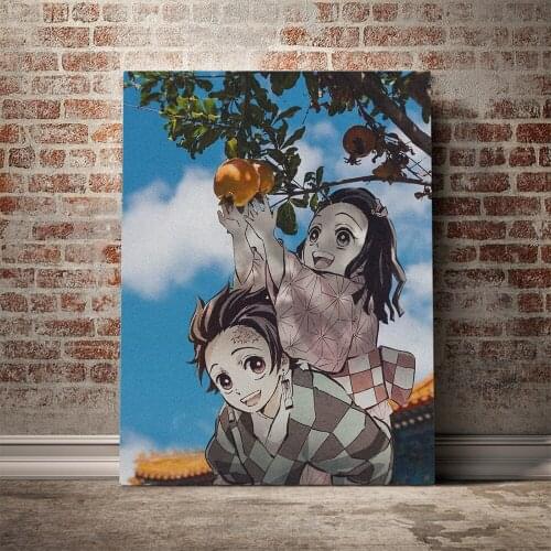 Tanjiro Kamado and Nezuko BNHA Anime Canvas Home Decor Painting Manga Wall Art Decoration Prints Dorm Living Room Bedroom Poster