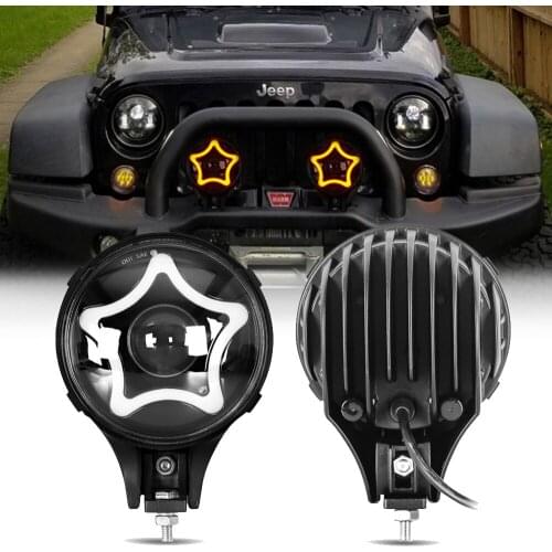 40W Car LED Spotlights 12V DC 6 inch Led Auxiliary Light with Star Shape DRL Fog Driving for Off-road 4x4 vehicles trucks 2 pcs