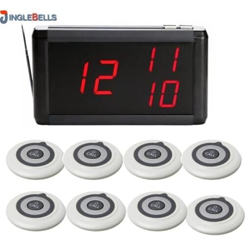 Wireless Calling System 1 Host LED Screen Digital Display Receiver + 8 Pager Transmitters for Restaurant Hotel Hospital