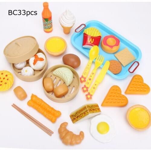 Kids Pretend Chinese Western Breakfast Simulation Donuts French fries Bun Fritters sweet potato Simulation Food Toys